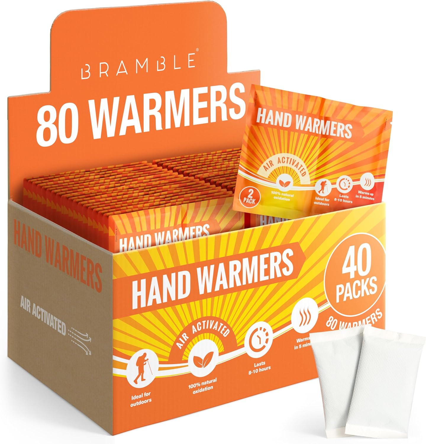Bramble Hand Warmers Disposable Value Pack (2 Warmers per Pack) Pocket Warmers for Hiking, Outdoor Activities, Skiing - up to 10 Hours of Heat-FemmiqueWomen