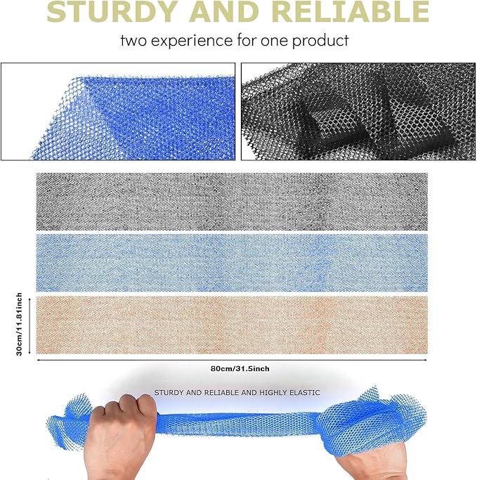 3 Pieces African Bath Sponge African Net Long Net Bath Sponge Exfoliating Shower Body Scrubber Back Scrubber Skin Smoother,Great for Daily Use (Black、Blue、Brown)-FemmiqueWomen