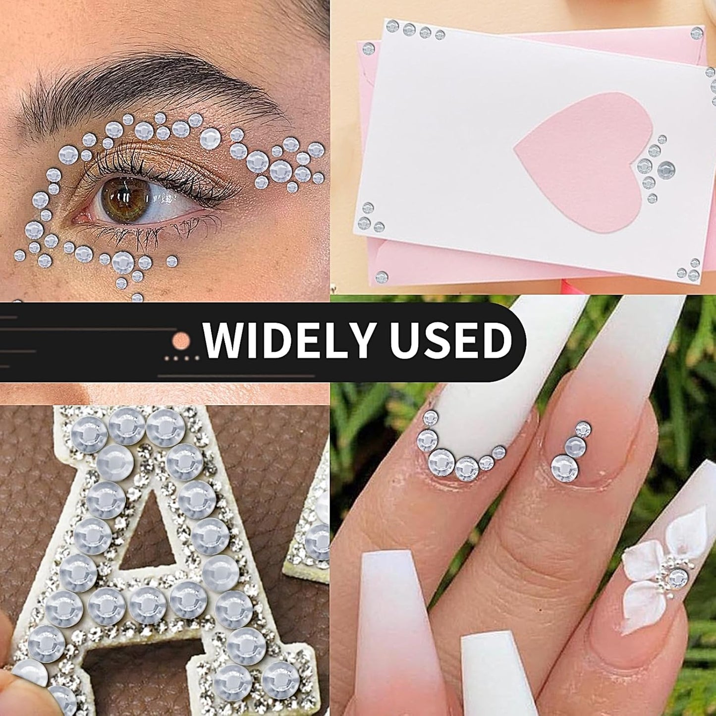 3555 Pieces Face Gem Stickers Self Adhesive Rhinestone Stickers for Crafts 3/4/5/6/8 MM Face Jewels Stickers Diamond Nail Gems Stick on for Face Eye Hair Body Makeup DIY Craft 5 Sizes-FemmiqueWomen