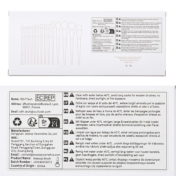 Jessup Makeup Brushes 14Pcs Makeup Brush Set Premium Synthetic Powder Foundation Contour Blush Concealer Eye Shadow Blending Liner Make Up Brush Kit Light Grey T329-FemmiqueWomen