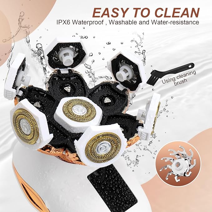 2-in-1 Electric Razors for Women, Wet/Dry 7D Rechargeable Rotary Shaver for Legs, Water Resistant Grooming Kit - Electric Razors for Women, Facial Hair Removal, Bikini Trimmer, Lips - Gentle Hair Remo-FemmiqueWomen