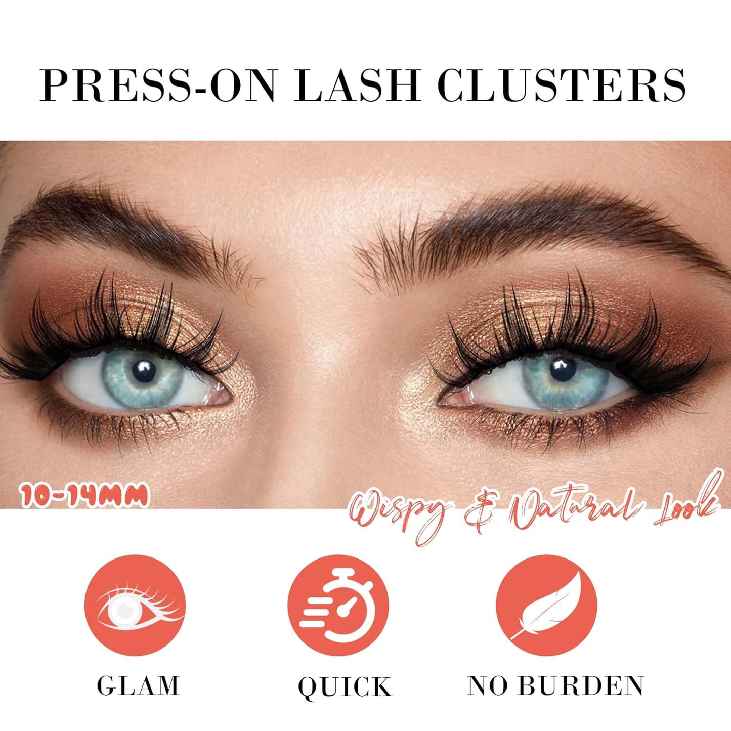 GAQQI Self Adhesive Eyelashes Lash Clusters, Press on Lashes 10-14mm Natural Wispy Cluster Lashes, Reusable No Glue Lashes C Curl, NEW-TECH Thin Flakes Pre Glued Eyelashes Clusters (PG09)-FemmiqueWomen