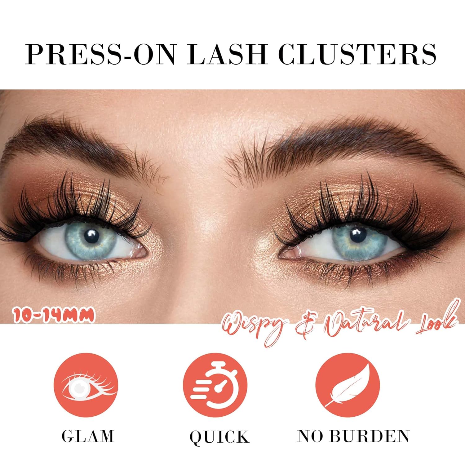 GAQQI Self Adhesive Eyelashes Lash Clusters, Press on Lashes 10-14mm Natural Wispy Cluster Lashes, Reusable No Glue Lashes C Curl, NEW-TECH Thin Flakes Pre Glued Eyelashes Clusters (PG09)-FemmiqueWomen