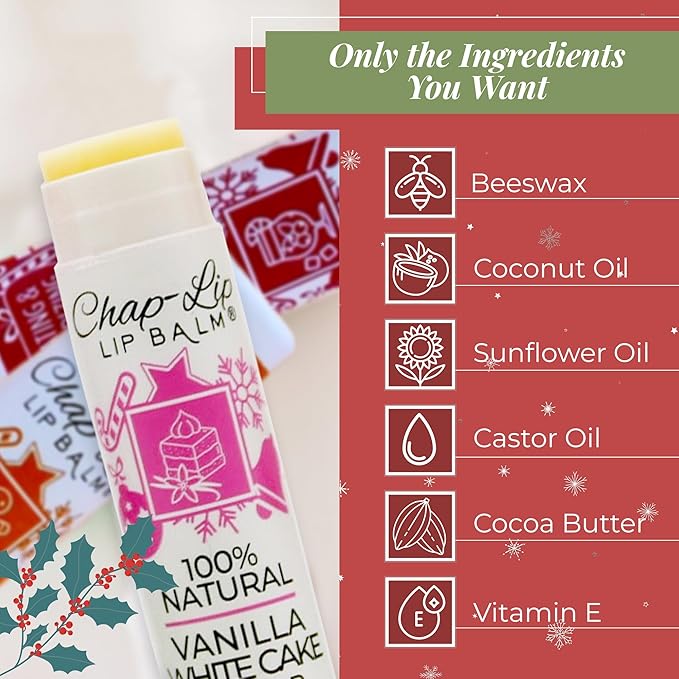 100% Natural Lip Balm Set - Beeswax Natural Christmas Gifts for Her - Lip Moisturizer for Dry Lips, Cocoa Butter - Petroleum Free, 24 Count, 2 Pack-FemmiqueWomen