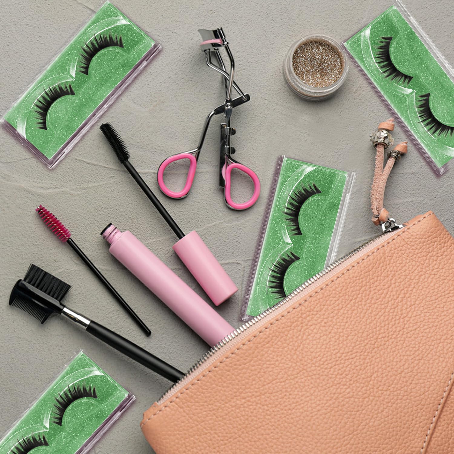 Premium Lash Display Cases - 30 Pack Customizable False Eyelash Storage Containers (Green)-FemmiqueWomen