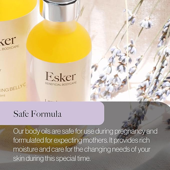 ESKER Natural Soothing Belly Oil | (4.0oz) | Plant-Based Formulated for Pre and Postpartum Skin | Designed to Fade Existing Stretch Marks and Prevent the Formation of New Ones | Cruelty Free-FemmiqueWomen