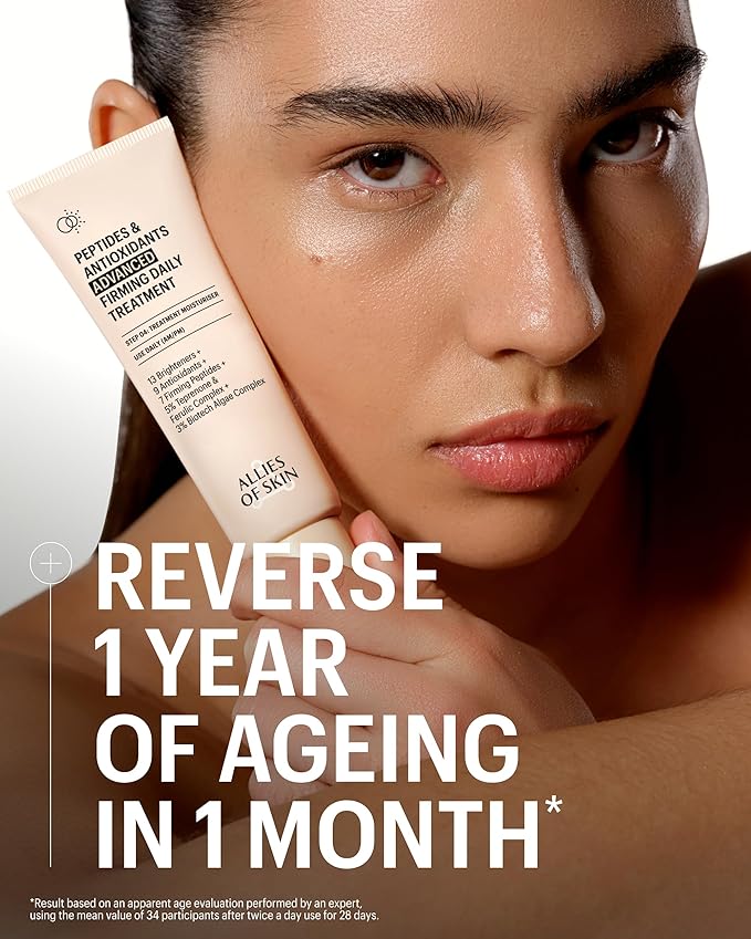 Allies of Skin Peptides & Antioxidants Advanced Firming Daily Treatment with 13 Brighteners, 9 Antioxidants, 7 Firming Peptides, 5% Teprenone & Ferulic Complex and 3% Biotech Algae Complex 48ml/1.6oz-FemmiqueWomen