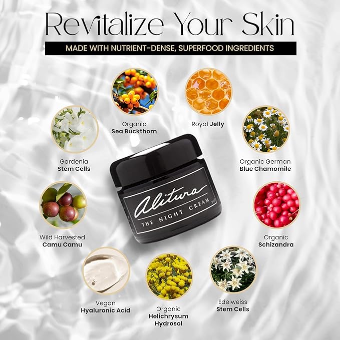 Alitura Hyaluronic Acid Anti-Aging Night Cream – Hydrating Face Moisturizer with 10% Hyaluronic Acid & Superfoods – Wrinkle Cream for Women & Men – Anti-Wrinkle Night Cream for Radiant, Youthful Skin-FemmiqueWomen