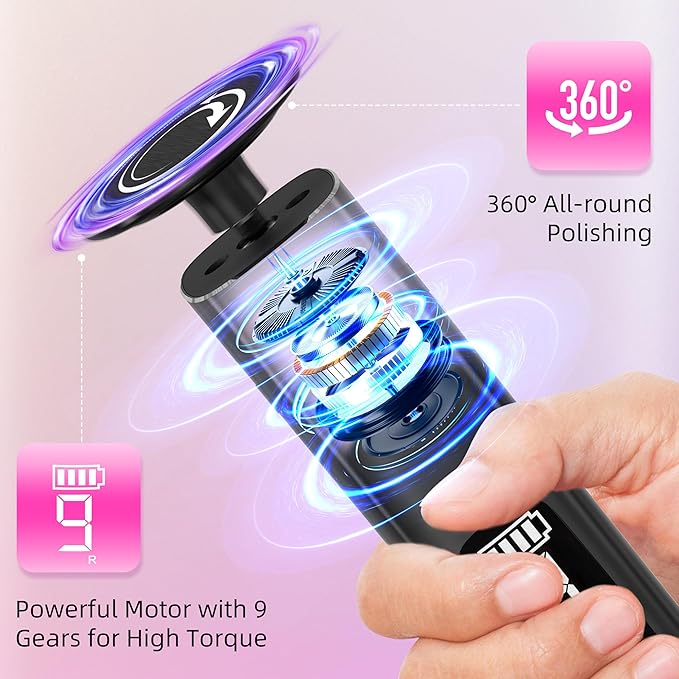 2 in 1 Electric Foot Callus Remover,9 Adjustable Speeds Rechargeable Electric Dead Skin Sander Pedicure Tools with Sandpaper Disk and Nail Drill Bits,Grinding Heads for Women&Men-FemmiqueWomen