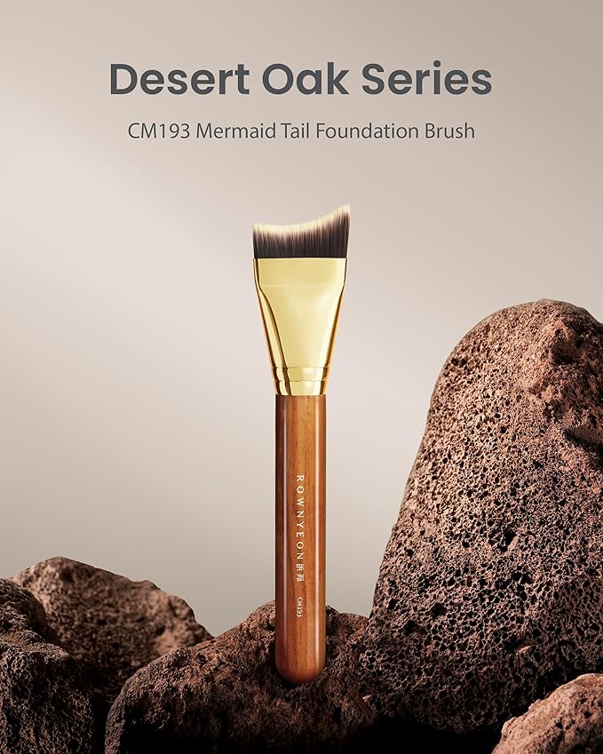 Desert Oak Series Mermaid Tail Foundation Brush - Airbrush - Filter Finish for Liquid & Cream Foundation, Bubinga Wood Handle (CM 193)-FemmiqueWomen
