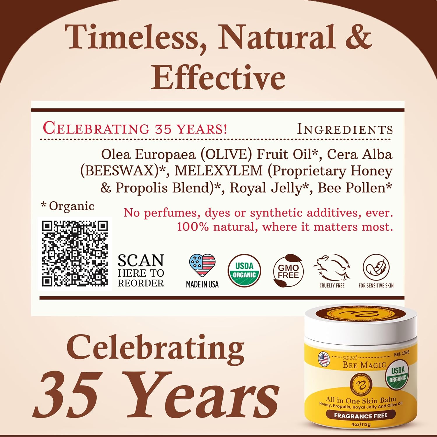 Sweet Bee Magic All In One Healing Organic Balm - Natural Skin Healing Cream, Beeswax Balm for Dry Skin, Face & Body Moisturizer - Certified Organic, All Natural Aid - (4oz Each, 24oz Total)-FemmiqueWomen