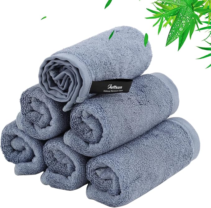 Wash Cloths 6 Pack, Reusable Makeup Remover Cloths, Super Soft and Gentle Face Towel for Sensitive Skin, 10x10 inch Small Face Washcloths, Easy to Rinse Quick Dry Slate Blue Facial Cleansing Cloths