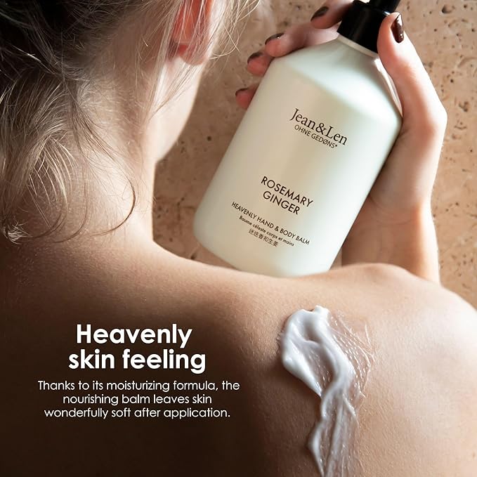 Jean & Len Heavenly Hand & Body Balm Rosemary & Ginger, for a fragrant care experience, with organic argan oil and shea butter, minimalistic bottle, without parabens & silicones, 16.91 Fl. Oz.-FemmiqueWomen