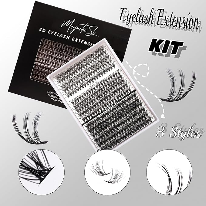 DIY Lash Extensions Kit 320pcs Individual Lashes Clusters 30D 40D 60D D Curl Eyelash Extension Kit with Applicator and Lash Bond&Seal, Lash Remover For False Eyelash Mix 11-20mm (30D+40D+60D KIT)-FemmiqueWomen