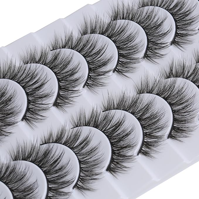 SUNWELL False Eyelashes 16mm Mink Lashes Faux Mink Lashes 8D Fluffy Strip Eye Lashes Wispy Soft Luxury Volume Fake Eyelashes 10 Pairs Pack-FemmiqueWomen