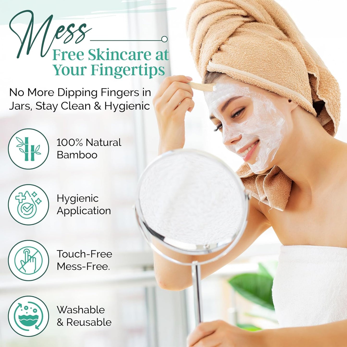 Bamboo 50-pack Cosmetic Facial Makeup Spoon Spatula Mini Makeup Spatula, Biodegradable Compostable Cosmetic Cream Spatulas Spoon, Skincare Scoop Applicator Facial Massage Beauty BPA FREE (Standard)-FemmiqueWomen