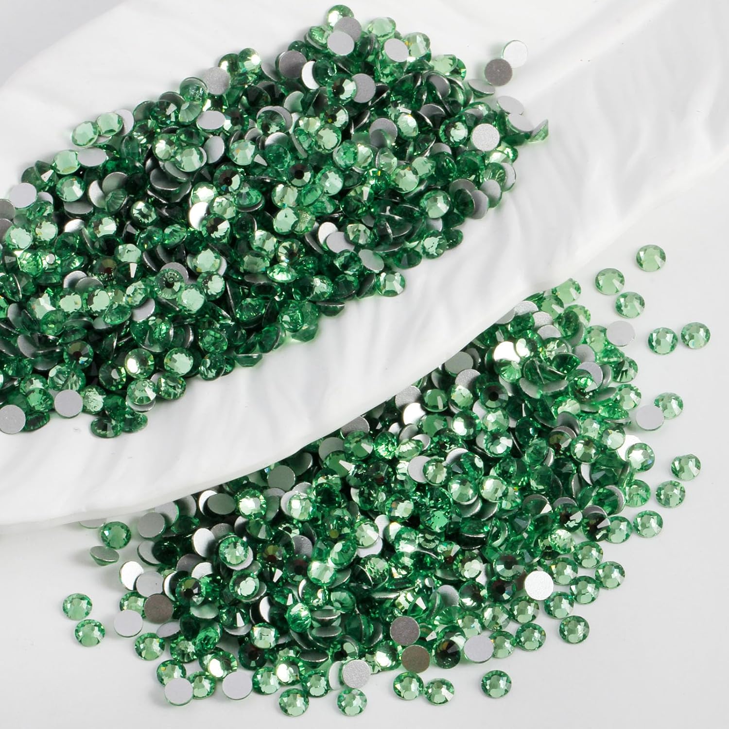 2000 PCS SS12 Flatback Rhinestones,12-Facet Diamond-Cut Glass Gems for Nail Art,Clothing,DIY Crafts,Glue-On Decoration Stones with Silver Backing,Peridot-FemmiqueWomen