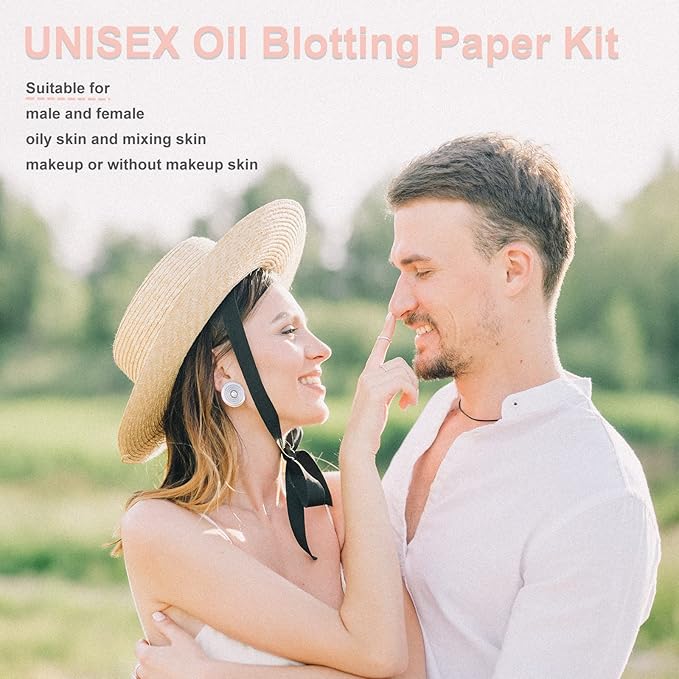 2 Pack Matter Blotting Paper for Oily Skin Total 100 Sheets with Mirror Case and Makeup Puff - Easy Dispensing Oil Blotting Sheets for Face,Makeup Friendly Oil Absorbing Sheets-FemmiqueWomen