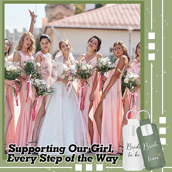 24 Pack Bachelorette Party Favor Lip Balm Set Team Bride Lip balm with Lipstick Holder Keychain Bride to be Lip balm Bridal Shower Proposal Gifts for Wedding Party Favors(White, Sage Green)-FemmiqueWomen