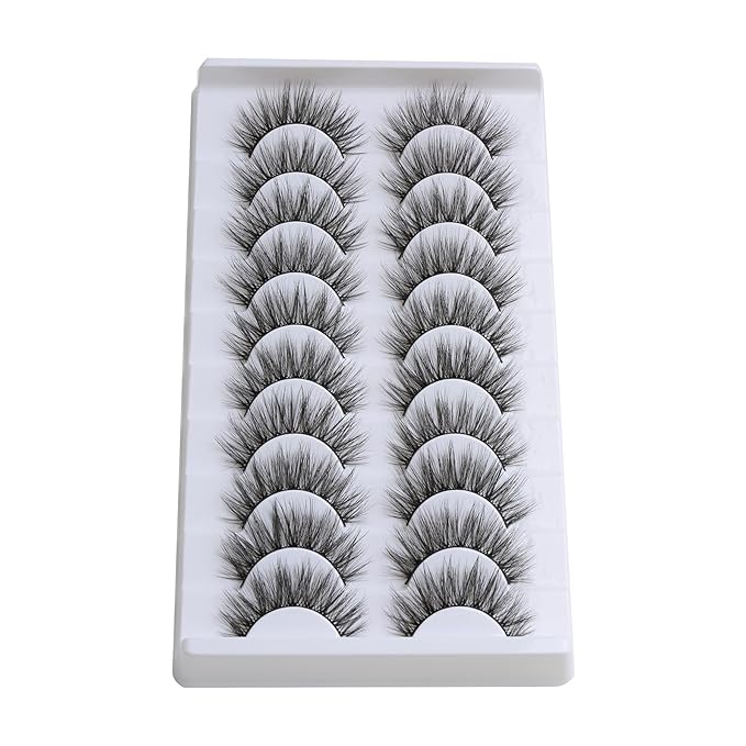 SUNWELL False Eyelashes 16mm Mink Lashes Faux Mink Lashes 8D Fluffy Strip Eye Lashes Wispy Soft Luxury Volume Fake Eyelashes 10 Pairs Pack-FemmiqueWomen
