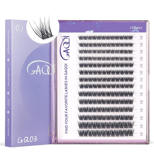GAQQI Lash Clusters, GQ03 False Eyelashes DIY Lash Extensions D Curl 168PCS Cluster Lashes 10-16MM, Wispy and Natural Lash Wisps (GQ03,10-16mm,D Curl)-FemmiqueWomen