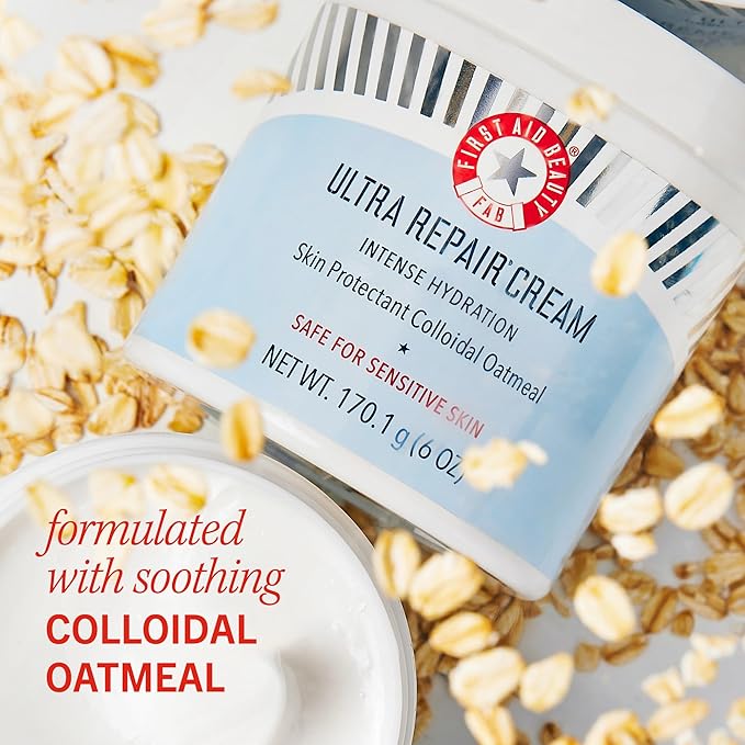 First Aid Beauty - Ultra Repair Cream, Intense Hydration Whipped Colloidal Oatmeal, Clinically Proven to Strengthen Skin Barrier in 7 Days & Helps Relieve Eczema, Luxury Face & Body Moisturizer, 12 oz-FemmiqueWomen