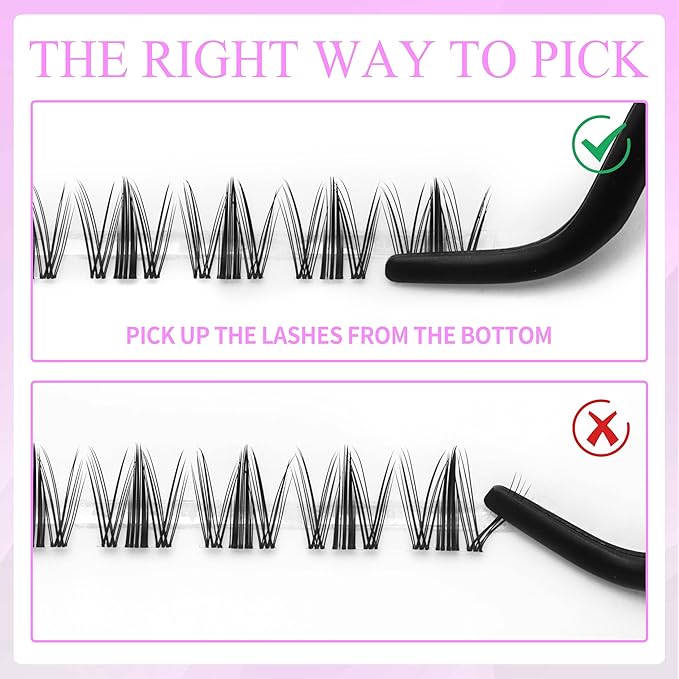 VEYESBEAUTY Lash Clusters Eyelash Extensions Thin & Invisible Band DIY Individual False Eyelashes Newbie's Five-Second Series Wispy Lash Tray for Self-application, Manga Lashes 8-18mm Mixed Length-FemmiqueWomen