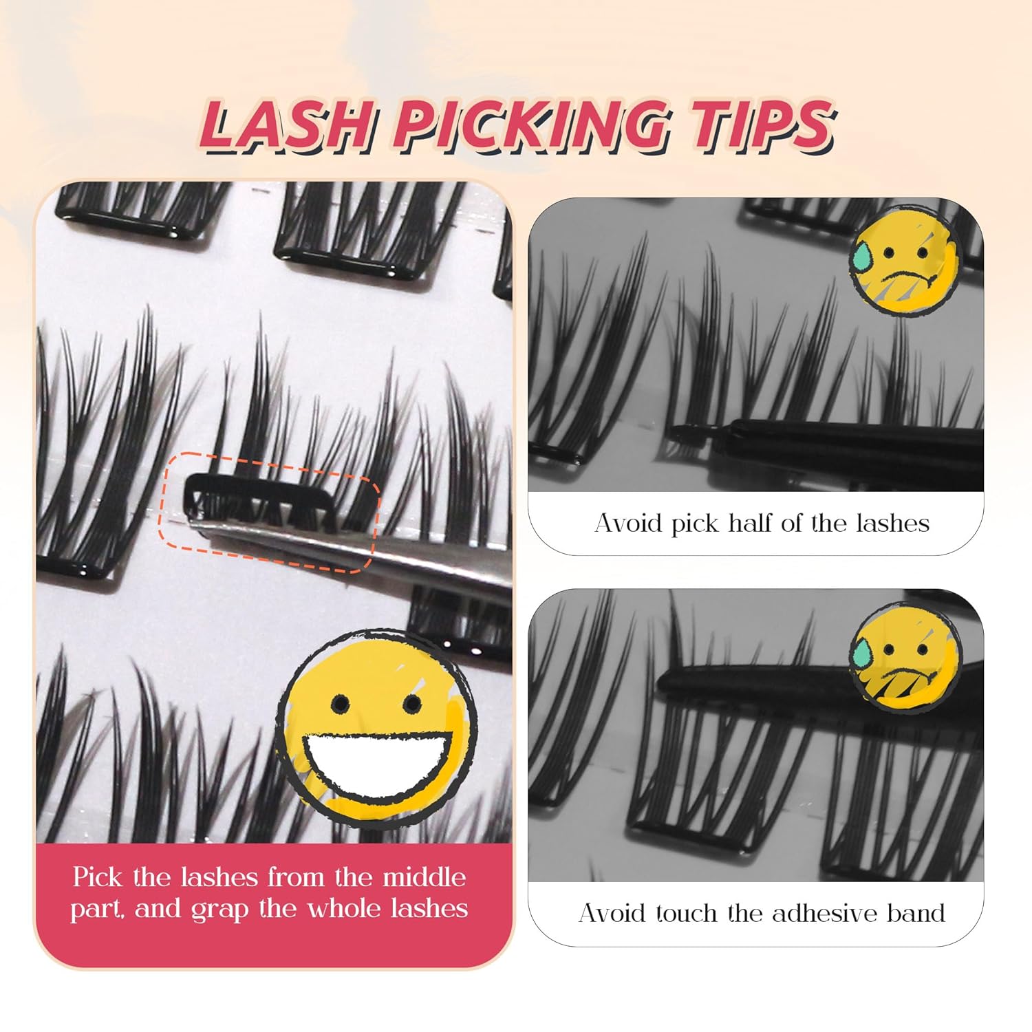 GAQQI Self Adhesive Lash Clusters, Pre Glued Eyelashes 10-14mm Wispy Cluster Lashes, Press On No Glue False Eyelashes, Strong Adhesive & Reusable Glueless（PG4）-FemmiqueWomen