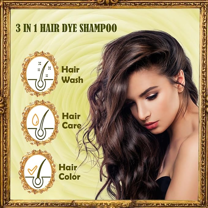 Dark Coffee Hair Dye Shampoo 3 in 1 for Gray Hair Coverage - Instant Shampoo Para Pintar el Cabello for Women Men, Herbal Brown Hair Color Shampoo Easy to Use & Long Lasting Champu Para Canas 16.90 oz-FemmiqueWomen