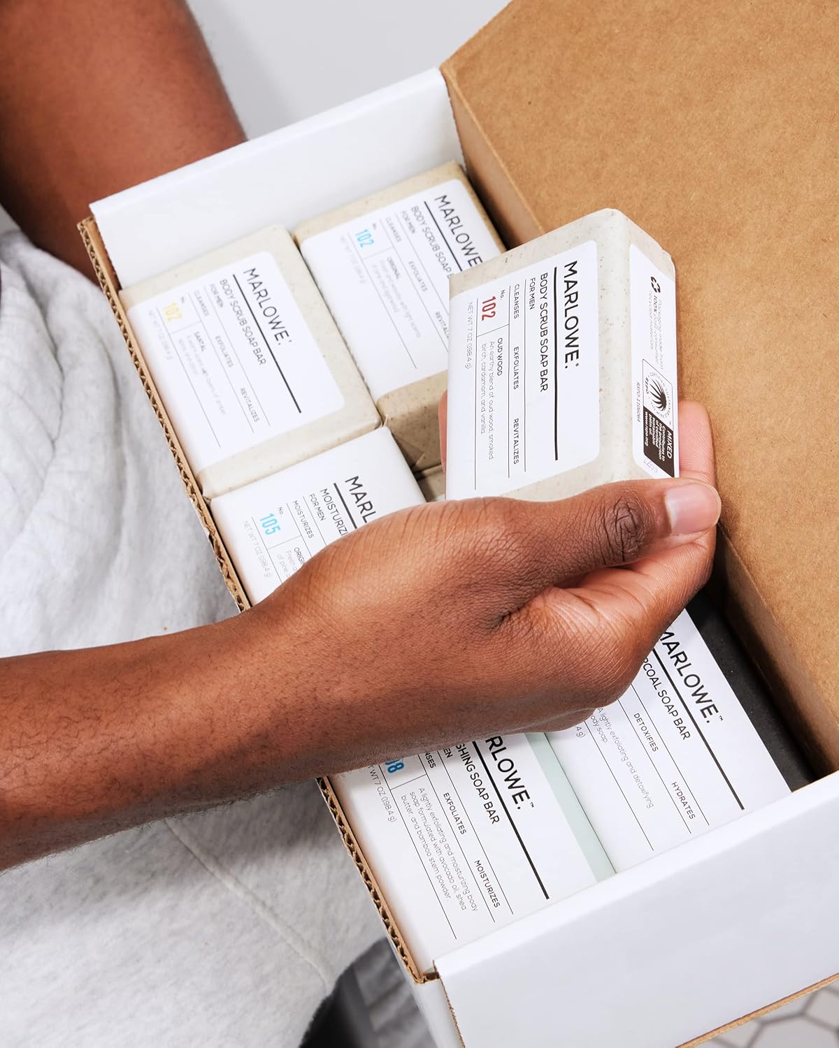 MARLOWE. Soap Bar Discovery Gift Set, Mens Skin Care Variety Selection of Exfoliating Body Scrub, Charcoal, Moisturizing & Polishing Body Bar Soaps for Men, 12 Pack-FemmiqueWomen