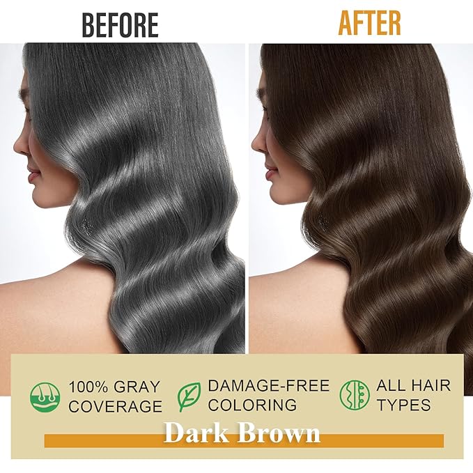 Dark Brown Hair Dye Shampoo for Gray Hair, Natural Color Shampoo Hair Dye for Women & Men, Hair Instant Dye Shampoo Colors Hair in Minutes, Champu Para Canas, 3-in-1 Shampoo for Dyeing Gray, 500 Ml-FemmiqueWomen