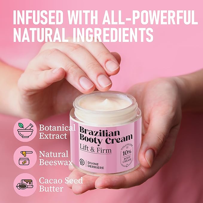 Divine Derriere Brazilian Body Butter Cream, Lift and Firm Body Cream with Volufiline Helps Reduce the Appearance of Cellulite for a Lifted and Firm-looking Derriere, Bum Bum Cream, 50ml-FemmiqueWomen