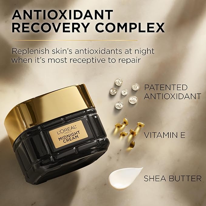 L'Oreal Paris Age Perfect Anti-Aging Midnight Cream, Face Moisturizer to Reduce Wrinkles and Firm Skin, 1.7oz + Serum Sample-FemmiqueWomen