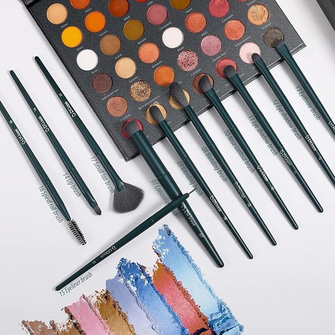 DUcare 17Pcs Professional Makeup Brush Set Complete Kit with Brush Cleaning Mat and Makeup Sponge, Ideal for Foundation, Eyeshadow, Liquid Cream, Gift Box Set-FemmiqueWomen