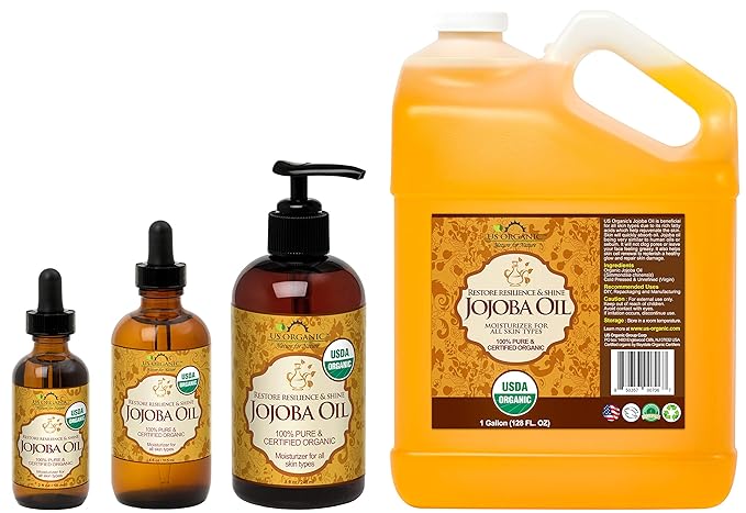 US Organic Jojoba Oil, USDA Certified Organic,100% Pure & Natural, Cold Pressed Virgin, Unrefined, Haxane Free, Sourced from Middle East directly (Small (2oz, 56ml))-FemmiqueWomen