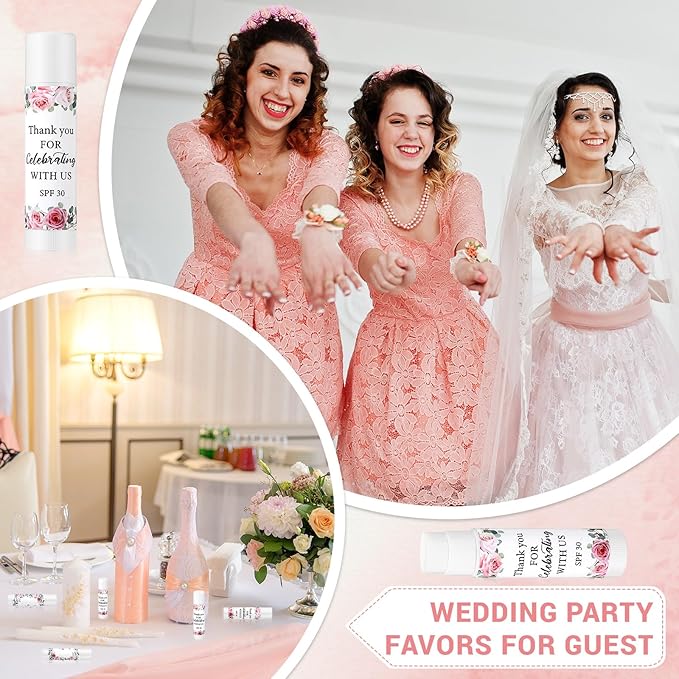 24 Pcs SPF 30 Lip Balm Bulk for Summer Wedding Baby Shower 4th of July Party Sunscreen Lip Balm Sticks Outdoor Travel Sunscreen Care Lip Balm for Thank You Gifts Party Supplies (Floral)-FemmiqueWomen