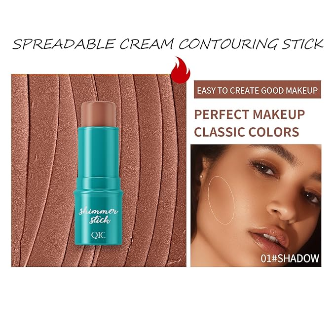 3Pcs Cream Contour Stick, with Highlighter Stick Milk Bronzer Stick Blush Stick, Face Contour Stick with Makeup Brush and Sponge, Easy to Sculpt the Face, Long Lasting, Waterproof-FemmiqueWomen