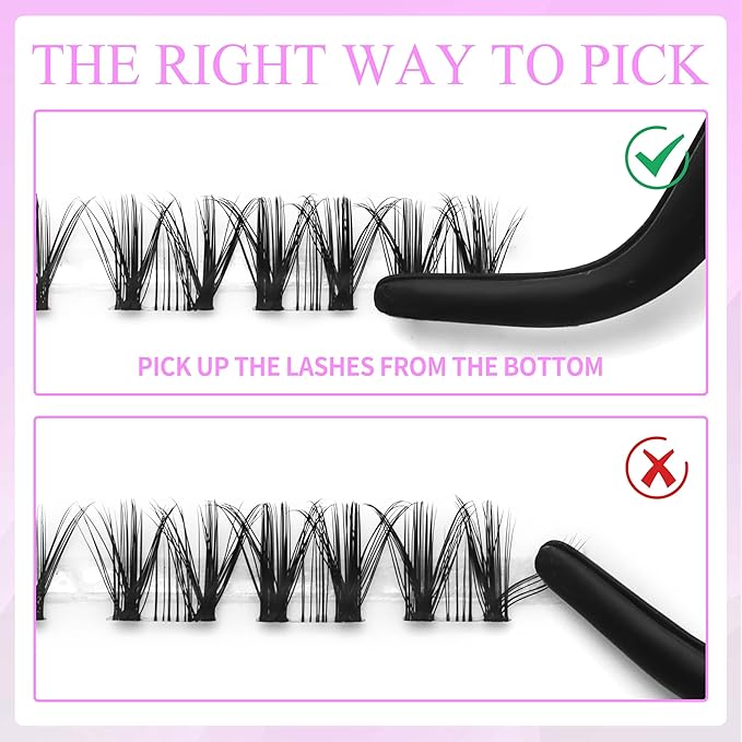 VEYESBEAUTY Lash Clusters Eyelash Extensions Thin & Invisible Band DIY Individual False Eyelashes Newbie's Five-Second Series Wispy Lash Tray for Self-application, Whisper Lashes 8-16mm Mixed Length-FemmiqueWomen