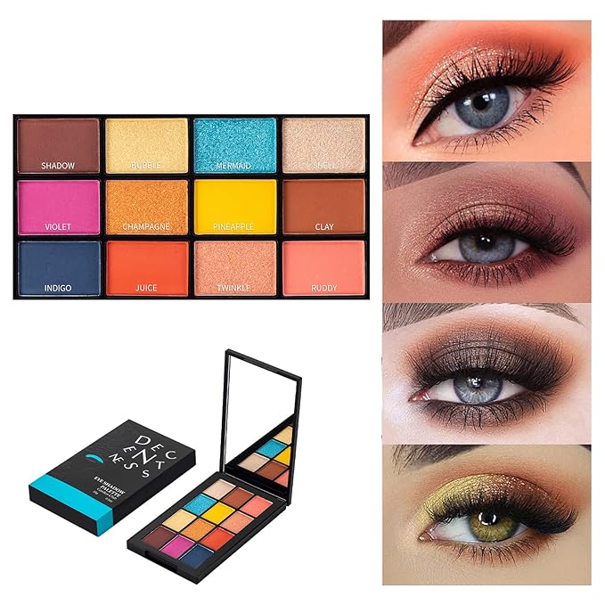12 Colors Eyeshadow Palette Makeup Shades Nude Matte Shimmer Glitter Pigment, Pro Long Lasting&Waterproof Highlighting Makeup Palette,Ideal Gift(Garden Club)-FemmiqueWomen
