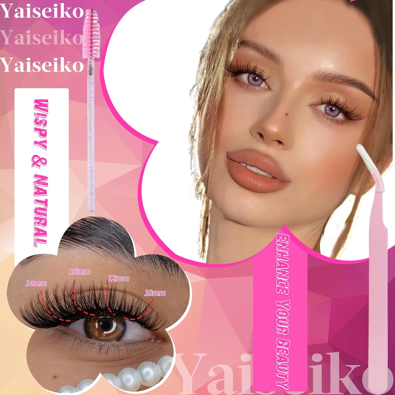 Self Adhesive Eyelashes Clusters Wispy Eyelash Extension Self Adhesive Eyelashes Reusable Press on Lashes No Glue Needed lash Clusters 10-16mm D Curl Individual Lashes Extensions with Tweezers-FemmiqueWomen