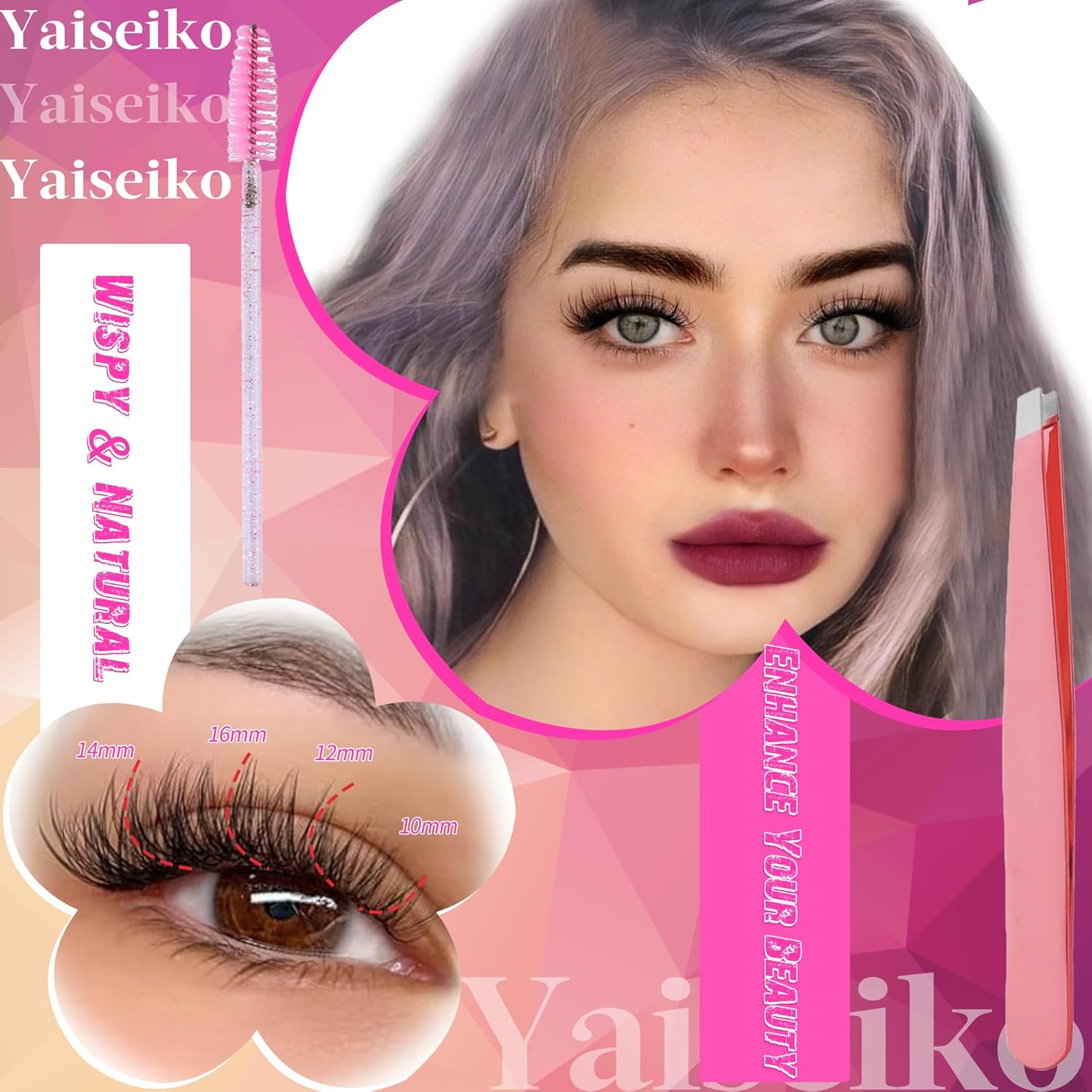 Self Adhesive Eyelashes Kit Wispy Eyelash Extension Self Adhesive Lashes Reusable Press on Lashes No Glue Needed Lash Clusters 10-16mm D Curl Pre Glued Eyelashes Clusters(A01,110Pcs)-FemmiqueWomen