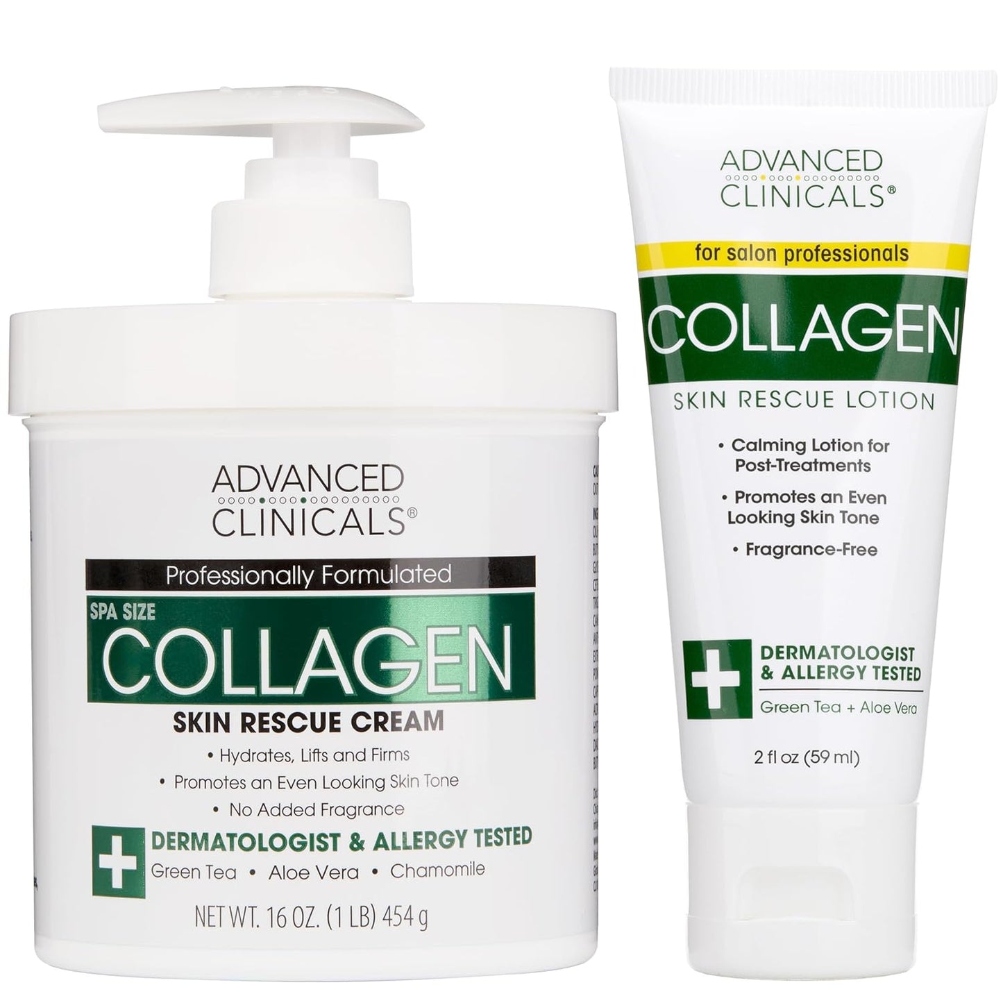 Advanced Clinicals Collagen Cream Body Lotion & Face Moisturizer W/Vitamin E | Skincare Collagen Lotion For Women, Men, Hand, & Neck Improves Look Of Crepe Skin & Uneven Dry Skin, 16Oz + Travel Size-FemmiqueWomen