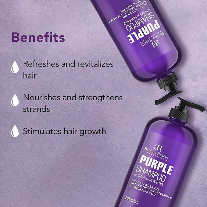 Botanic Hearth Purple Shampoo 16 Fl Oz | For All Shades Of Blonde, Silver & Gray Hair | With Lavender Oil, Vitamin E & Rosemary Oil | Sulfate & Paraben Free-FemmiqueWomen