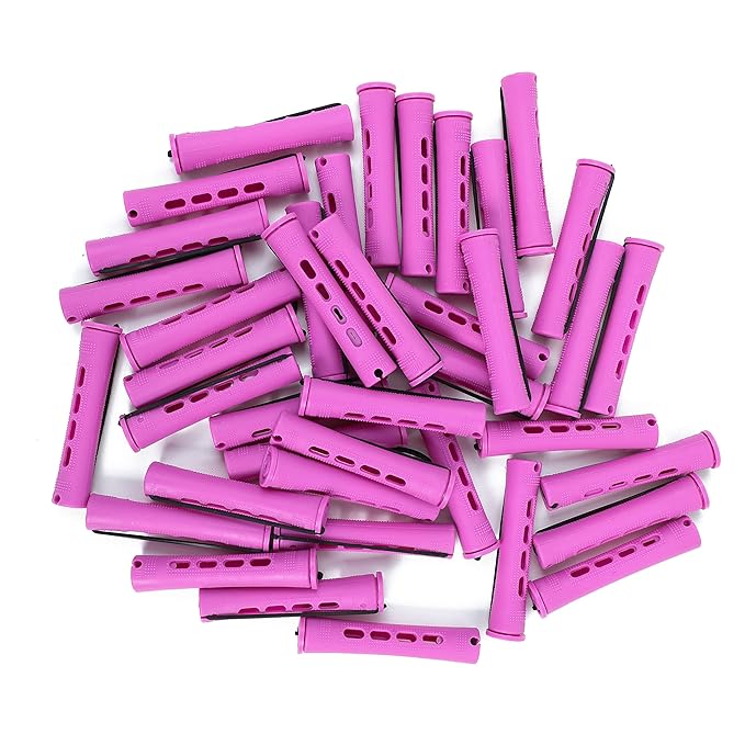 20pcs Women's Perm Rods Set for Natural Hair: 2 Sizes Cold Wave Hair Rollers for Curling and Styling All Hair Lengths - DIY Hairdressing Tools (Purple)-FemmiqueWomen