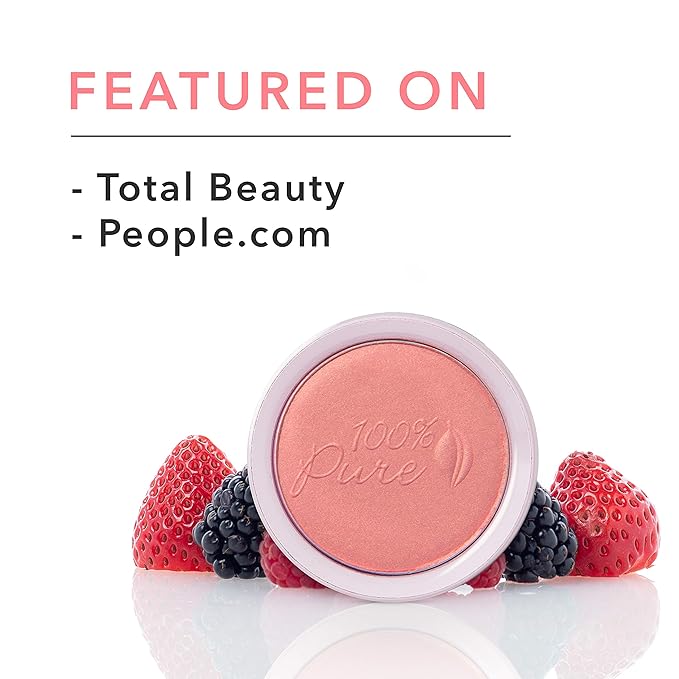 100% PURE Powder Blush (Fruit Pigmented), Mimosa, Soft Shimmery Finish, Nourishes Skin w/Rosehip Oil, Cocoa Butter, Natural Makeup (Light Coral) - 1.81 oz-FemmiqueWomen