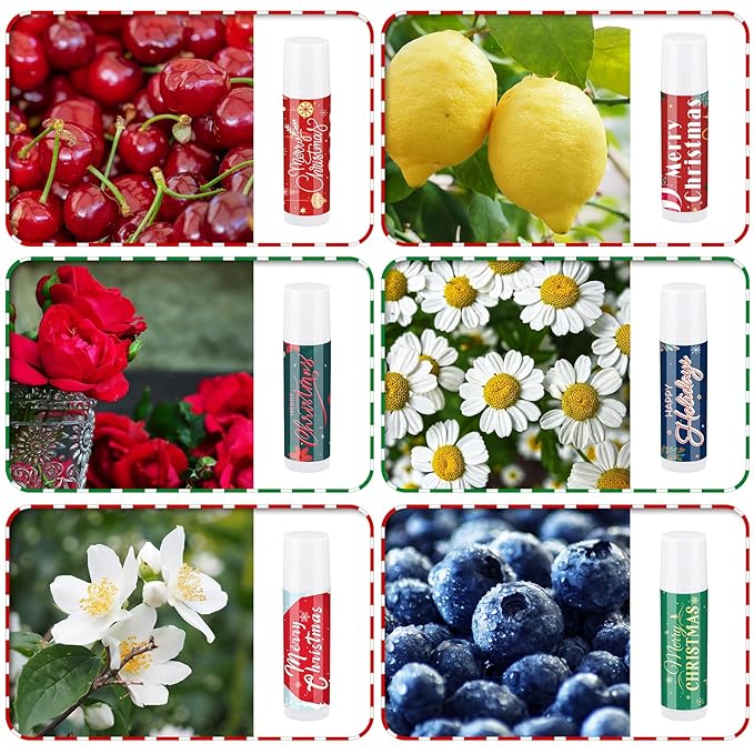 36 Pcs Lip Balm Bulk Easter Basket Stuffers Christmas Gifts for Kids Holiday Lip Balm Moisturizing Stick Lip Care Multipack Flavored Lip Balm for Party Supplies in 6 Flavors (Santa Claus)-FemmiqueWomen