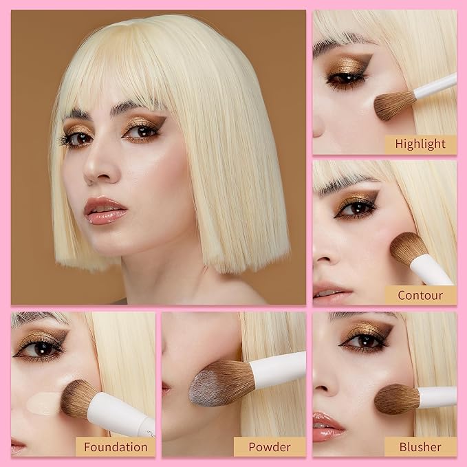 Jessup Makeup Brushes 14Pcs Makeup Brush Set Premium Synthetic Powder Foundation Contour Blush Concealer Eye Shadow Blending Liner Make Up Brush Kit Light Grey with Gift Box, T329-G-FemmiqueWomen