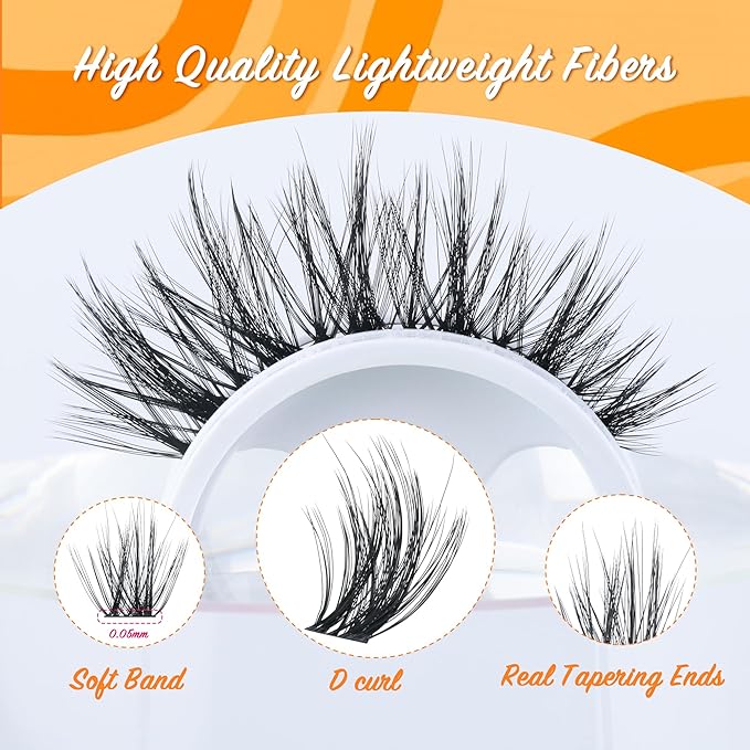 Fluffy Lash Clusters - 360Pcs Natural 0.05D Eyelash Clusters, Left & Right Eyelashes, Urtra Lightweight Cat Eye Clusters for Starter DIY at Home(Eyelashes Only）-FemmiqueWomen