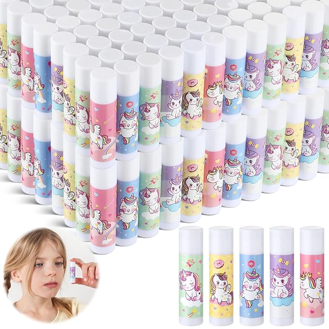 100 Pcs Unicorn Party Favors Lip Balms Bulk for Kids Birthday Party Moisturizing Lip Balm for Unicorn Themed Celebration Gifts Lip Care Products for Classroom Rewards Favor Party Supplies-FemmiqueWomen