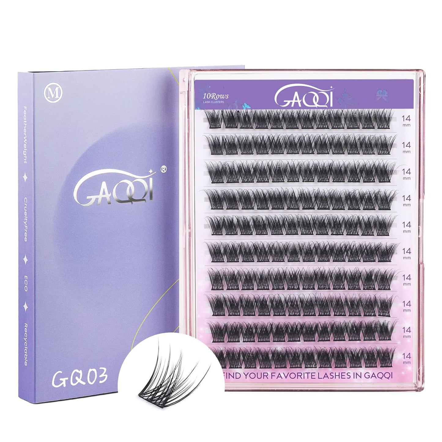 GAQQI Lash Clusters, Eyelash Clusters DIY Lash Extensions D Curl Cluster Lashes 120PCS 14MM Only, Natural and Wispy Individual Lash Wisps (GQ03,14mm,D Curl)-FemmiqueWomen